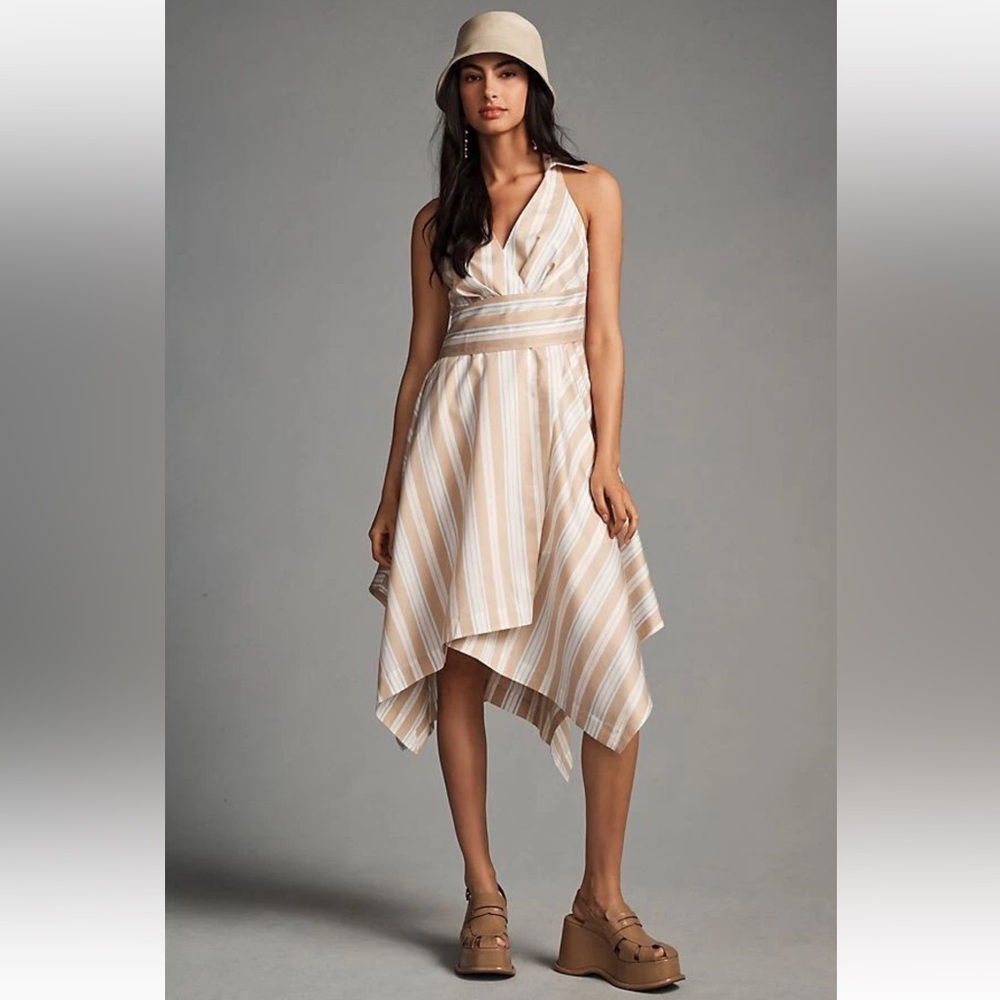 ANTHROPOLOGIE MAEVE Asymmetrical 90s Inspired Wrap Shirt Dress